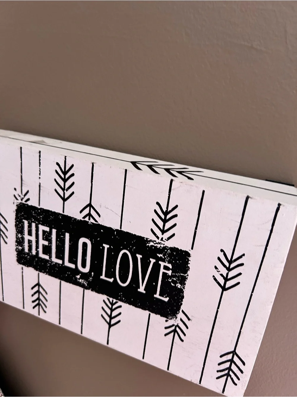 Hello Love Black and White Wall Sign- wall decor- 10inW & 6inH